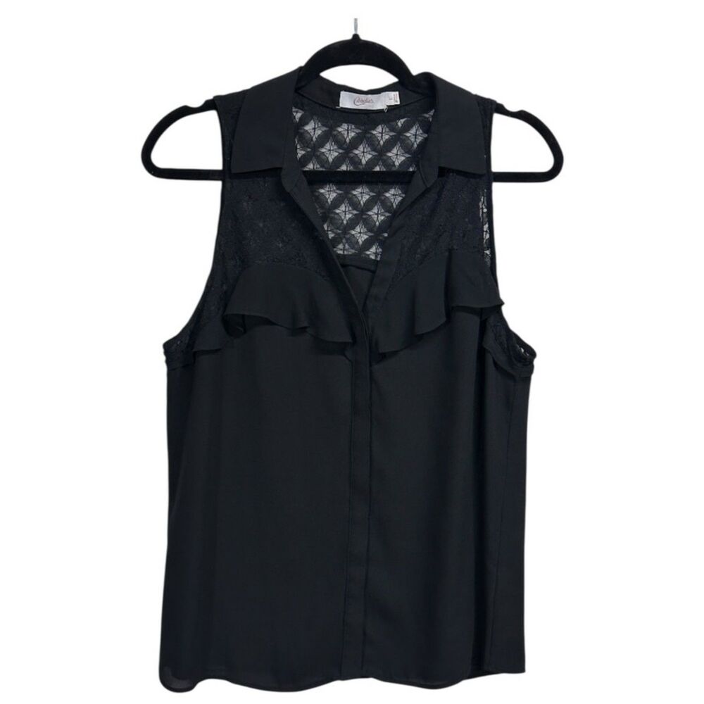 Candie's Sleeveless Blouse Lace Back Size Large - EUC